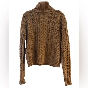 LAUREN by Ralph Lauren- Camel Cable Knit Turtleneck Sweater